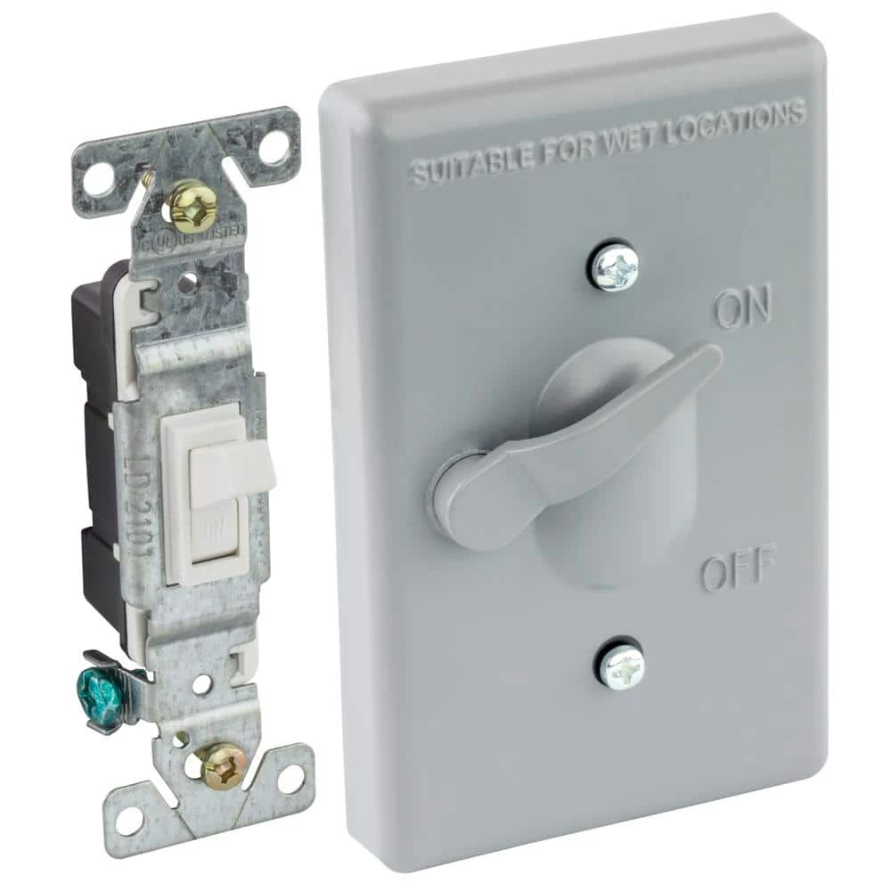 Commercial Electric Gray 1-Gang Weatherproof Toggle Switch Cover Combination with Switch 4 Commercial Electric Gray 1-Gang Weatherproof Toggle Switch Cover Combination with Switch - Image 2