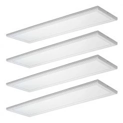 Commercial Electric 48 in. x 15 in. Low Profile Matte White Color Selectable LED Flush Mount Ceiling Light with Night Light Feature (4-Pack)