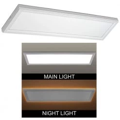 Commercial Electric 48 in. x 15 in. Low Profile Matte White Color Selectable LED Flush Mount Ceiling Light w/Night Light Feature Dimmable