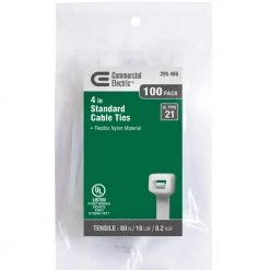 Commercial Electric 4 in. Cable Tie, Natural (100-Pack)
