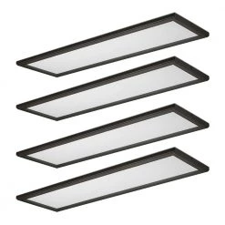 Commercial Electric 48 in. x 15 in. Low Profile Oil Rubbed Bronze Color Selectable LED Flush Mount Ceiling Light with Night Light (4-Pack)