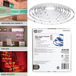 Commercial Electric 16 ft. LED White and RGB Tape Light Kit- Under Cabinet Light -Commercial Electric Sales rgb w commercial electric under cabinet lights c423510 44 1000