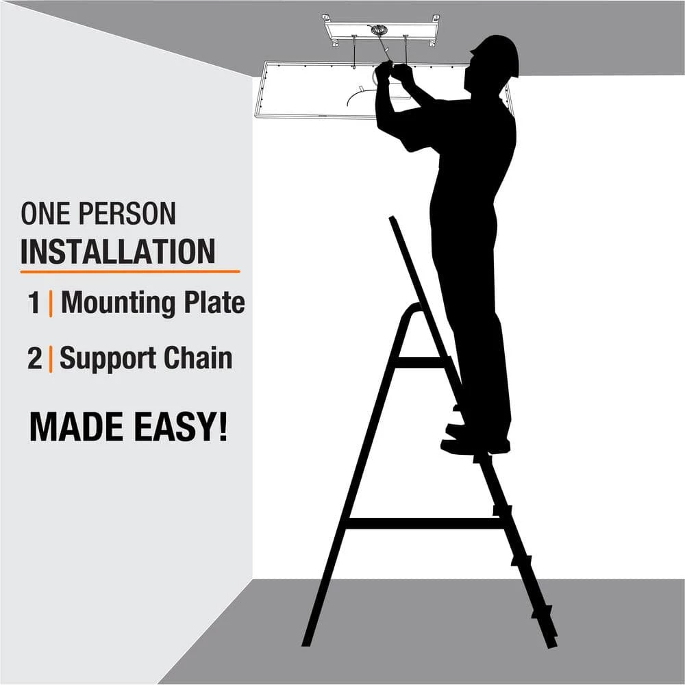 Commercial Electric Sebastian 48 in. x 13 in. Farmhouse Gray with Black CCT Selectable LED Flush Mount Ceiling Light 4000 Dimmable Lumens 7 Commercial Electric Sebastian 48 in. x 13 in. Farmhouse Gray with Black CCT Selectable LED Flush Mount Ceiling Light 4000 Dimmable Lumens - Image 5