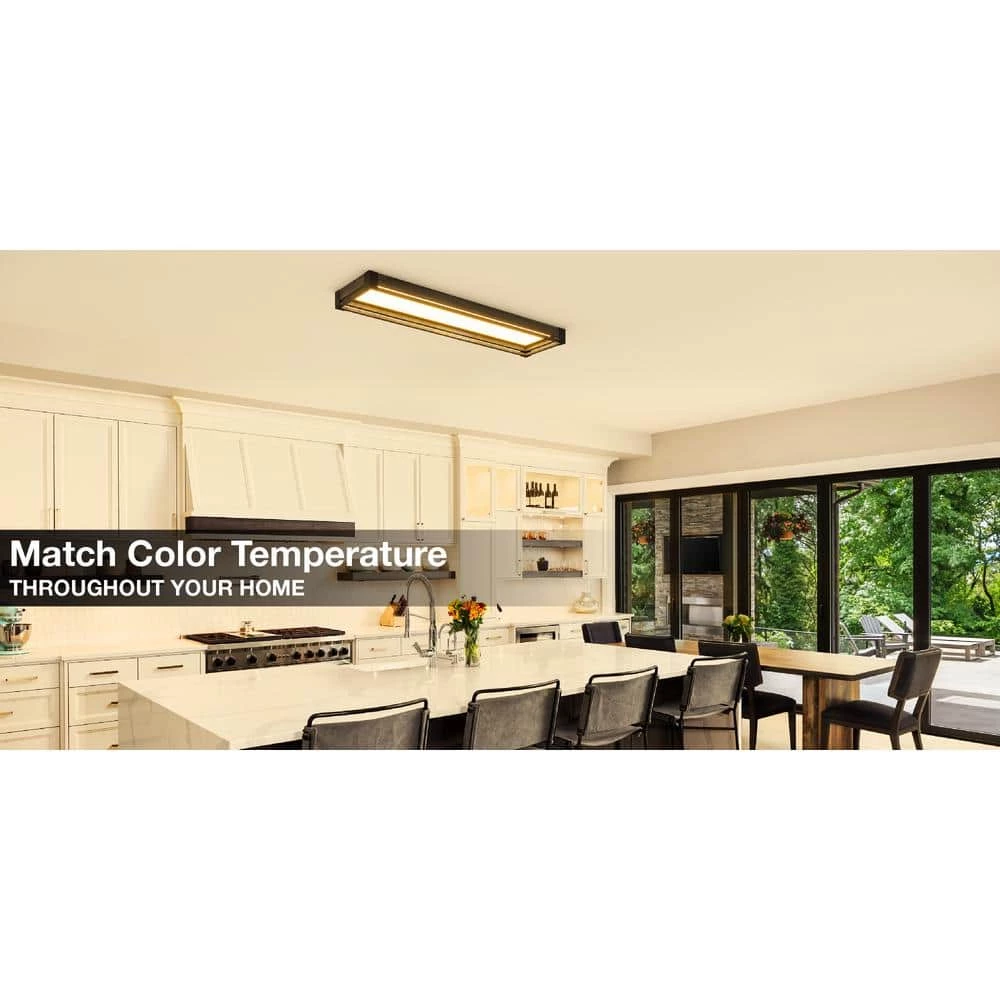 Commercial Electric Sebastian 48 in. x 13 in. Farmhouse Gray with Black CCT Selectable LED Flush Mount Ceiling Light 4000 Dimmable Lumens 11 Commercial Electric Sebastian 48 in. x 13 in. Farmhouse Gray with Black CCT Selectable LED Flush Mount Ceiling Light 4000 Dimmable Lumens - Image 9