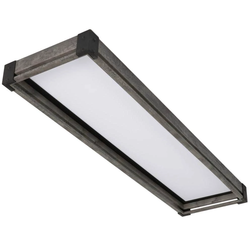 Commercial Electric Sebastian 48 in. x 13 in. Farmhouse Gray with Black CCT Selectable LED Flush Mount Ceiling Light 4000 Dimmable Lumens 3 Commercial Electric Sebastian 48 in. x 13 in. Farmhouse Gray with Black CCT Selectable LED Flush Mount Ceiling Light 4000 Dimmable Lumens