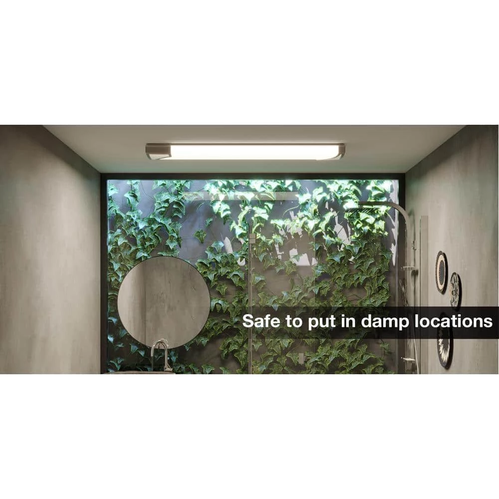 Commercial Electric Mesha 48 in. x 10 in. Satin Nickel CCT Selectable LED Flush Mount Ceiling Light 4000 Dimmable Lumens 6 Commercial Electric Mesha 48 in. x 10 in. Satin Nickel CCT Selectable LED Flush Mount Ceiling Light 4000 Dimmable Lumens - Image 4