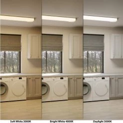 Commercial Electric Victoria 48 in. x 10 in. Satin Nickel and Slate Gray CCT Selectable LED Flush Mount Ceiling Light 4000 Dimmable Lumens -Commercial Electric Sales satin nickel commercial electric flush mount lights lf1238nkg48lfch 40 1000