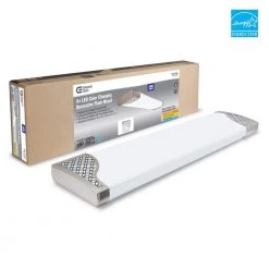 Commercial Electric Victoria 48 in. x 10 in. Satin Nickel and Slate Gray CCT Selectable LED Flush Mount Ceiling Light 4000 Dimmable Lumens -Commercial Electric Sales satin nickel commercial electric flush mount lights lf1238nkg48lfch fa 1000