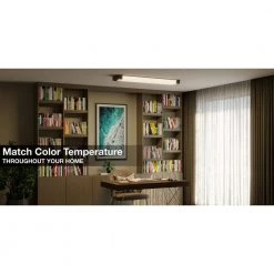 Commercial Electric Moroccan 48 in. x 10 in. Satin Nickel CCT Selectable LED Flush Mount Ceiling Light 4000 Dimmable Lumens -Commercial Electric Sales satin nickel commercial electric flush mount lights lf1239nk748lfch 1f 1000