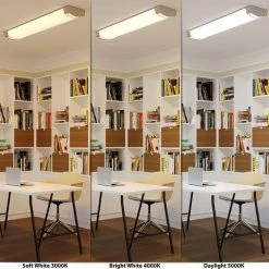 Commercial Electric Moroccan 48 in. x 10 in. Satin Nickel CCT Selectable LED Flush Mount Ceiling Light 4000 Dimmable Lumens -Commercial Electric Sales satin nickel commercial electric flush mount lights lf1239nk748lfch 40 1000