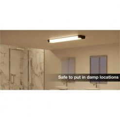 Commercial Electric Moroccan 48 in. x 10 in. Satin Nickel CCT Selectable LED Flush Mount Ceiling Light 4000 Dimmable Lumens -Commercial Electric Sales satin nickel commercial electric flush mount lights lf1239nk748lfch a0 1000