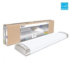 Commercial Electric Moroccan 48 in. x 10 in. Satin Nickel CCT Selectable LED Flush Mount Ceiling Light 4000 Dimmable Lumens -Commercial Electric Sales satin nickel commercial electric flush mount lights lf1239nk748lfch fa 1000