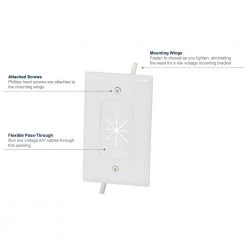 Commercial Electric 1-Gang Flexible Opening Cable Wall Plate, White 14 Commercial Electric 1-Gang Flexible Opening Cable Wall Plate, White -Commercial Electric Sales white commercial electric a v wall plates 5028 wh 66 1000