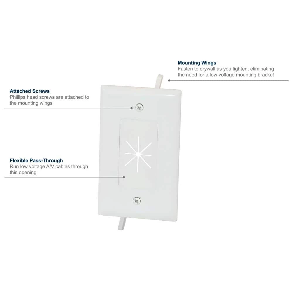 Commercial Electric 1-Gang Flexible Opening Cable Wall Plate, White 8 Commercial Electric 1-Gang Flexible Opening Cable Wall Plate, White - Image 6