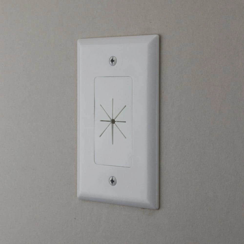 Commercial Electric 1-Gang Flexible Opening Cable Wall Plate, White 6 Commercial Electric 1-Gang Flexible Opening Cable Wall Plate, White - Image 4
