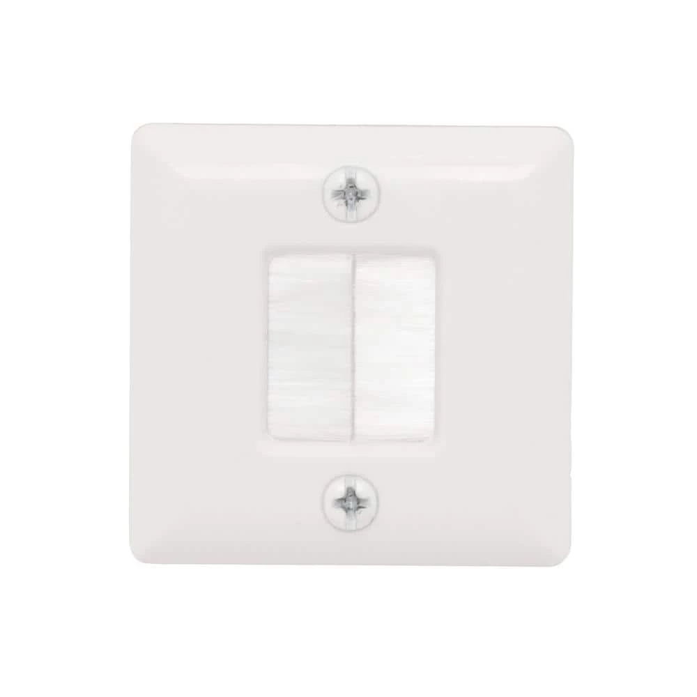 Commercial Electric 1-Gang Hole Saw Brush Plate, White 4 Commercial Electric 1-Gang Hole Saw Brush Plate, White - Image 2