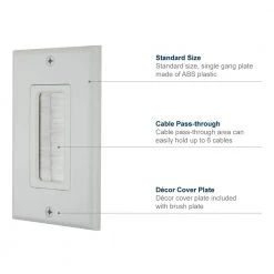 Commercial Electric 1-Gang Brush Plate, White -Commercial Electric Sales white commercial electric a v wall plates 5038 wh c3 1000