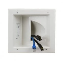 Commercial Electric White 1-Gang 1-Decorator/Rocker/1-Duplex;Cable Pass-Through Wall Plate (1-Pack) -Commercial Electric Sales white commercial electric a v wall plates 5310 wh 40 1000