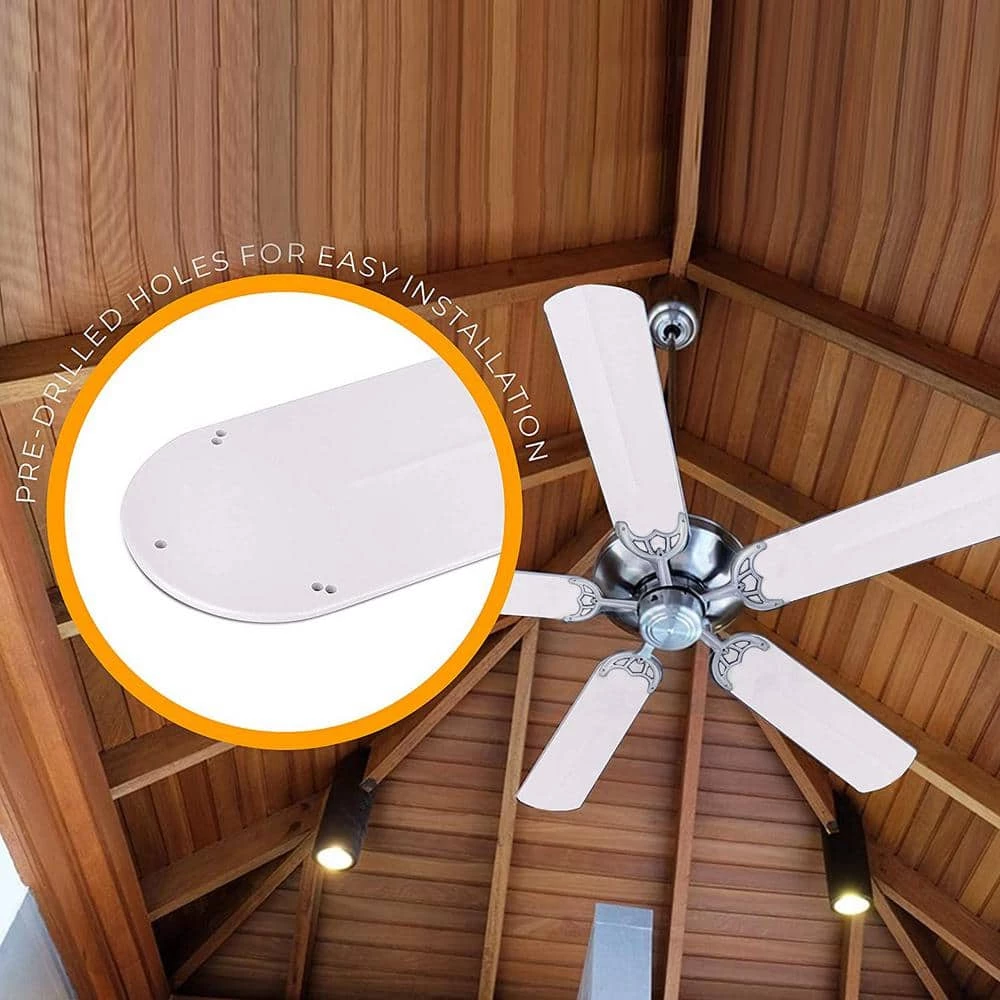 Commercial Electric Modern White Replacement Indoor/Outdoor Ceiling Fan Blades (5-Pack) for 52 in. Ceiling Fans 5 Commercial Electric Modern White Replacement Indoor/Outdoor Ceiling Fan Blades (5-Pack) for 52 in. Ceiling Fans - Image 3