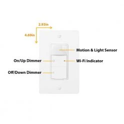 Commercial Electric 500-Watt Single Pole Smart Hubspace Dimmer with Motion Sensor, White -Commercial Electric Sales white commercial electric dimmers hpda311cwb c3 1000