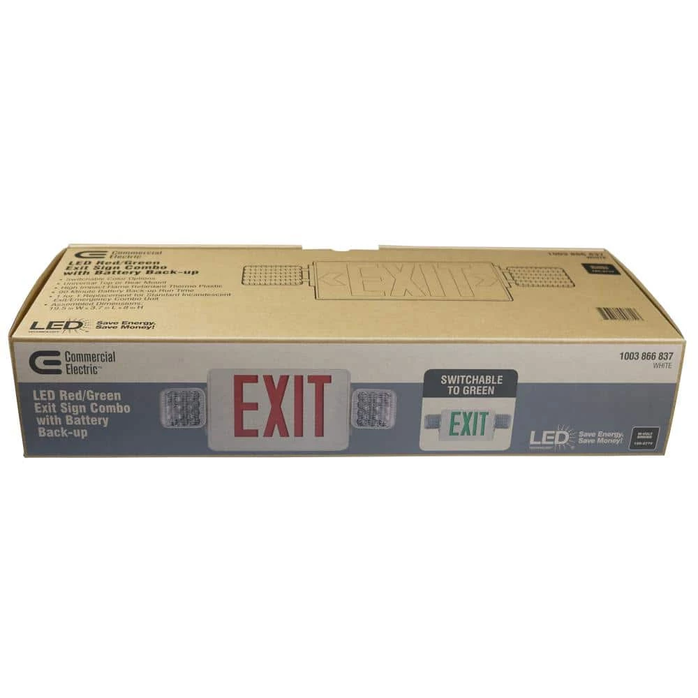 Commercial Electric Combo 14-Watt Equivalent Integrated LED White Exit Sign and Emergency Light with Ni-Cad 9.6-Volt Battery 8 Commercial Electric Combo 14-Watt Equivalent Integrated LED White Exit Sign and Emergency Light with Ni-Cad 9.6-Volt Battery - Image 6
