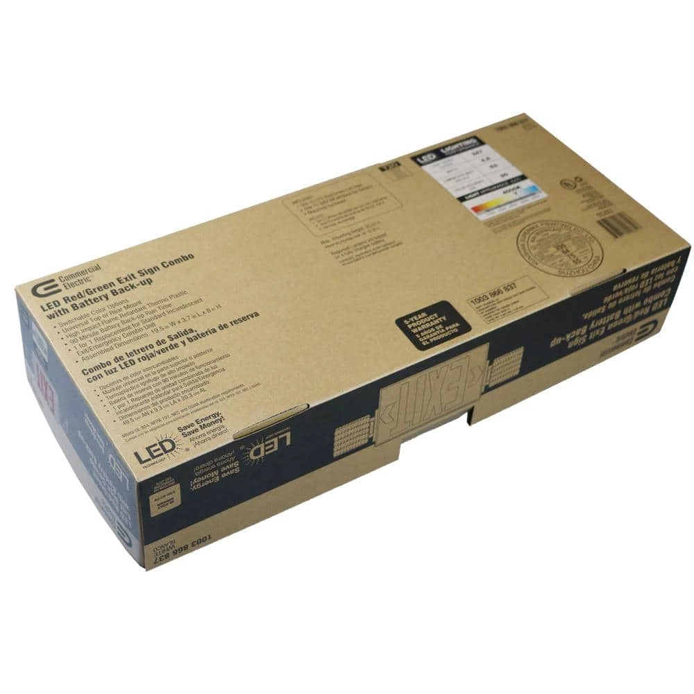 Commercial Electric Combo 14-Watt Equivalent Integrated LED White Exit Sign and Emergency Light with Ni-Cad 9.6-Volt Battery 4 Commercial Electric Combo 14-Watt Equivalent Integrated LED White Exit Sign and Emergency Light with Ni-Cad 9.6-Volt Battery - Image 2