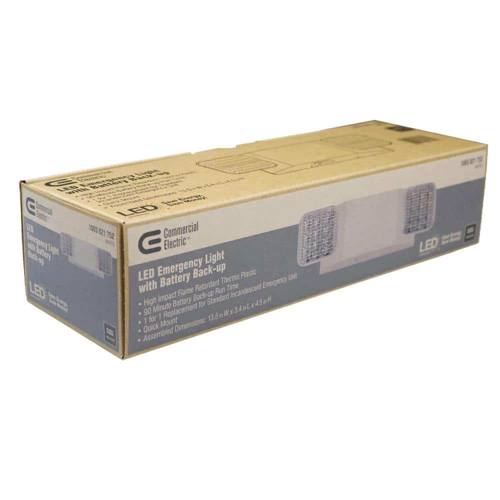 Commercial Electric Rectangle 11-Watt Equivalent Integrated LED White Emergency Light with Ni-Cad 6.0-Volt Battery 5 Commercial Electric Rectangle 11-Watt Equivalent Integrated LED White Emergency Light with Ni-Cad 6.0-Volt Battery - Image 3