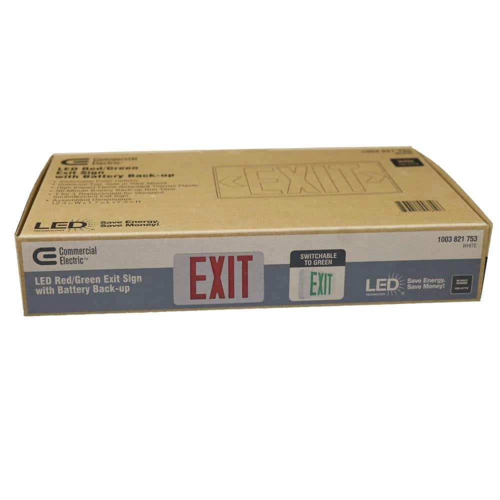 Commercial Electric 14-Watt Equivalent Integrated LED White Exit Sign with Ni-Cad 4.8-Volt Battery 8 Commercial Electric 14-Watt Equivalent Integrated LED White Exit Sign with Ni-Cad 4.8-Volt Battery - Image 6