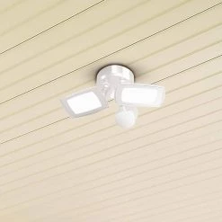 Commercial Electric 30-Watt White Outdoor Integrated LED Twin Head Motion-Activated Flood Light, 3000 Lumens -Commercial Electric Sales white commercial electric flood lights fsxd30 ms 4k wh 1f 1000