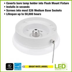 Commercial Electric Spin Light 7 in. Closet Light LED Flush Mount with Pull Chain Hallway Lighting Stairway Lighting (4-Pack) -Commercial Electric Sales white commercial electric flush mount lights 54484145 4pk a0 1000