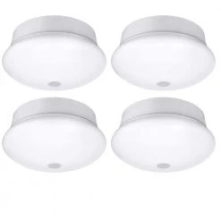 Commercial Electric Spin Light 7 in. Motion Sensor LED Flush Mount Ceiling Light Customize Hold Times Closet Rated (4-Pack)