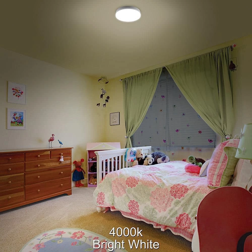 Commercial Electric Low Profile 7 in. White Round 4000K Bright White LED Flush Mount Ceiling Light Fixture 810 Lumens Modern Smooth Cover 5 Commercial Electric Low Profile 7 in. White Round 4000K Bright White LED Flush Mount Ceiling Light Fixture 810 Lumens Modern Smooth Cover - Image 3