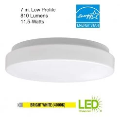 Commercial Electric Low Profile 7 in. White Round 4000K Bright White LED Flush Mount Ceiling Light Fixture 810 Lumens Modern Smooth Cover 10 Commercial Electric Low Profile 7 in. White Round 4000K Bright White LED Flush Mount Ceiling Light Fixture 810 Lumens Modern Smooth Cover -Commercial Electric Sales white commercial electric flush mount lights 54663141 e1 1000