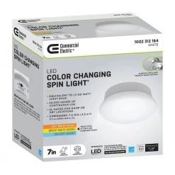 Commercial Electric Spin Light 7 in. Closet Light Selectable CCT LED Flush Mount Laundry Room Hallway Stairway Lighting -Commercial Electric Sales white commercial electric flush mount lights 54690111 fa 1000