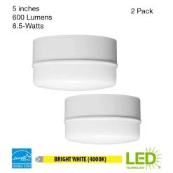 Commercial Electric Spin Light 5 in. White LED Flush Mount Ceiling Light 600 Lumens 4000K Bright White Closet Basement Utility (2 Pack) -Commercial Electric Sales white commercial electric flush mount lights 54692141 40 1000