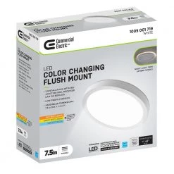 Commercial Electric 7.5 in. White Round Color Change CCT LED Flush Mount Ceiling Light Fixture w/ Night Light 3-Way Mount 800 Lumens -Commercial Electric Sales white commercial electric flush mount lights 56568191 76 1000