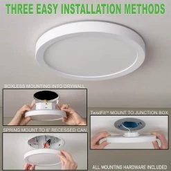 Commercial Electric 7.5 in. White Round Color Change CCT LED Flush Mount Ceiling Light Fixture w/ Night Light 3-Way Mount 800 Lumens -Commercial Electric Sales white commercial electric flush mount lights 56568191 e1 1000