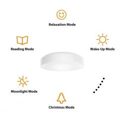 Commercial Electric 11 in. White Smart Hubspace CCT and RGB Selectable LED Flush Mount Puff -Commercial Electric Sales white commercial electric flush mount lights cd44brgbw11w 1f 1000