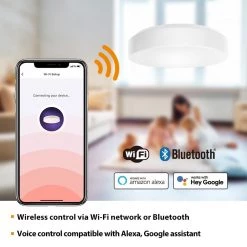 Commercial Electric 11 in. White Smart Hubspace CCT and RGB Selectable LED Flush Mount Puff -Commercial Electric Sales white commercial electric flush mount lights cd44brgbw11w 44 1000