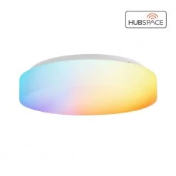 Commercial Electric 11 in. White Smart Hubspace CCT and RGB Selectable LED Flush Mount Puff