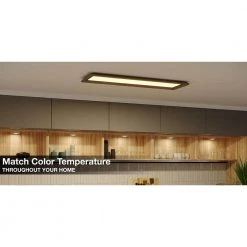 Commercial Electric Augusta 50 in. x 15 in. Satin Nickel, White Frame CCT Selectable LED Flush Mount Ceiling Light 4000 Dimmable Lumens -Commercial Electric Sales white commercial electric flush mount lights fp1235whw48lf4h 1f 1000