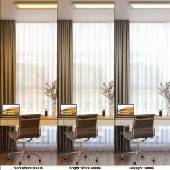 Commercial Electric Augusta 50 in. x 15 in. Satin Nickel, White Frame CCT Selectable LED Flush Mount Ceiling Light 4000 Dimmable Lumens -Commercial Electric Sales white commercial electric flush mount lights fp1235whw48lf4h 40 1000