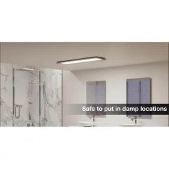 Commercial Electric Augusta 50 in. x 15 in. Satin Nickel, White Frame CCT Selectable LED Flush Mount Ceiling Light 4000 Dimmable Lumens -Commercial Electric Sales white commercial electric flush mount lights fp1235whw48lf4h a0 1000