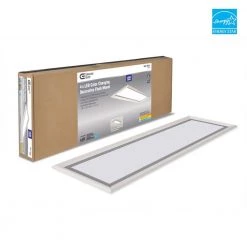 Commercial Electric Augusta 50 in. x 15 in. Satin Nickel, White Frame CCT Selectable LED Flush Mount Ceiling Light 4000 Dimmable Lumens -Commercial Electric Sales white commercial electric flush mount lights fp1235whw48lf4h fa 1000