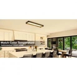 Commercial Electric Sebastian 48 in. x 13 in. Modern White Satin Nickel CCT Selectable LED Flush Mount Ceiling Light 4000 Dimmable Lumens -Commercial Electric Sales white commercial electric flush mount lights fp1236whw48lf4h 1f 1000