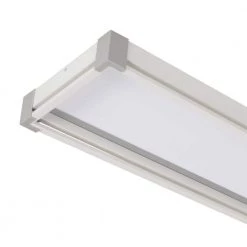 Commercial Electric Sebastian 48 in. x 13 in. Modern White Satin Nickel CCT Selectable LED Flush Mount Ceiling Light 4000 Dimmable Lumens -Commercial Electric Sales white commercial electric flush mount lights fp1236whw48lf4h 66 1000