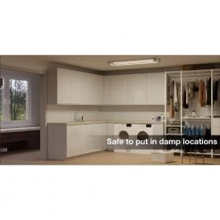 Commercial Electric Sebastian 48 in. x 13 in. Modern White Satin Nickel CCT Selectable LED Flush Mount Ceiling Light 4000 Dimmable Lumens -Commercial Electric Sales white commercial electric flush mount lights fp1236whw48lf4h a0 1000