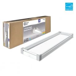 Commercial Electric Sebastian 48 in. x 13 in. Modern White Satin Nickel CCT Selectable LED Flush Mount Ceiling Light 4000 Dimmable Lumens -Commercial Electric Sales white commercial electric flush mount lights fp1236whw48lf4h fa 1000