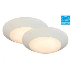 Commercial Electric 7 in. White LED Flush Mount (2-Pack) -Commercial Electric Sales white commercial electric flush mount lights jvj3011l 8 wht 44 1000
