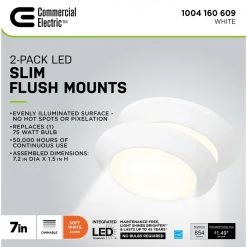 Commercial Electric 7 in. White LED Flush Mount (2-Pack) -Commercial Electric Sales white commercial electric flush mount lights jvj3011l 8 wht 76 1000